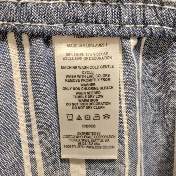 Nautica Women's Linen Blend Blue & White Striped Pull-On Elastic Waist Shorts S - Picture 5 of 8